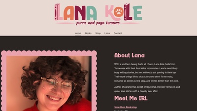 Screenshot of Lana Kole Author website